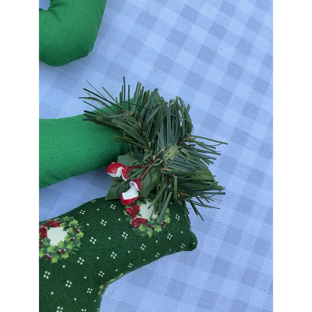 Vintage Handmade‎ CHEERS Garland Puffy Fabric Wall Hanging Christmas Decor